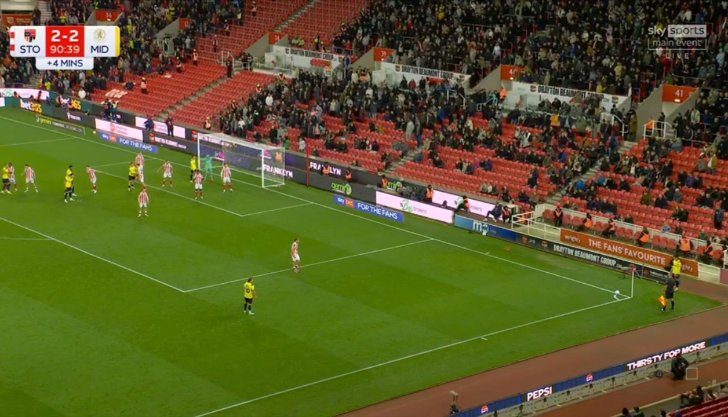 Stoke City 2-3 Middlesbrough — Neto Borges 90+1'